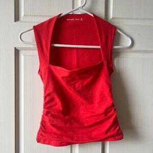 NWT Abercrombie and Fitch Ava Soft Matte Seamless Top, Bright Red, XS